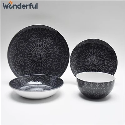 Bộ đồ ăn tối màu đen Bộ đồ ăn cho 4